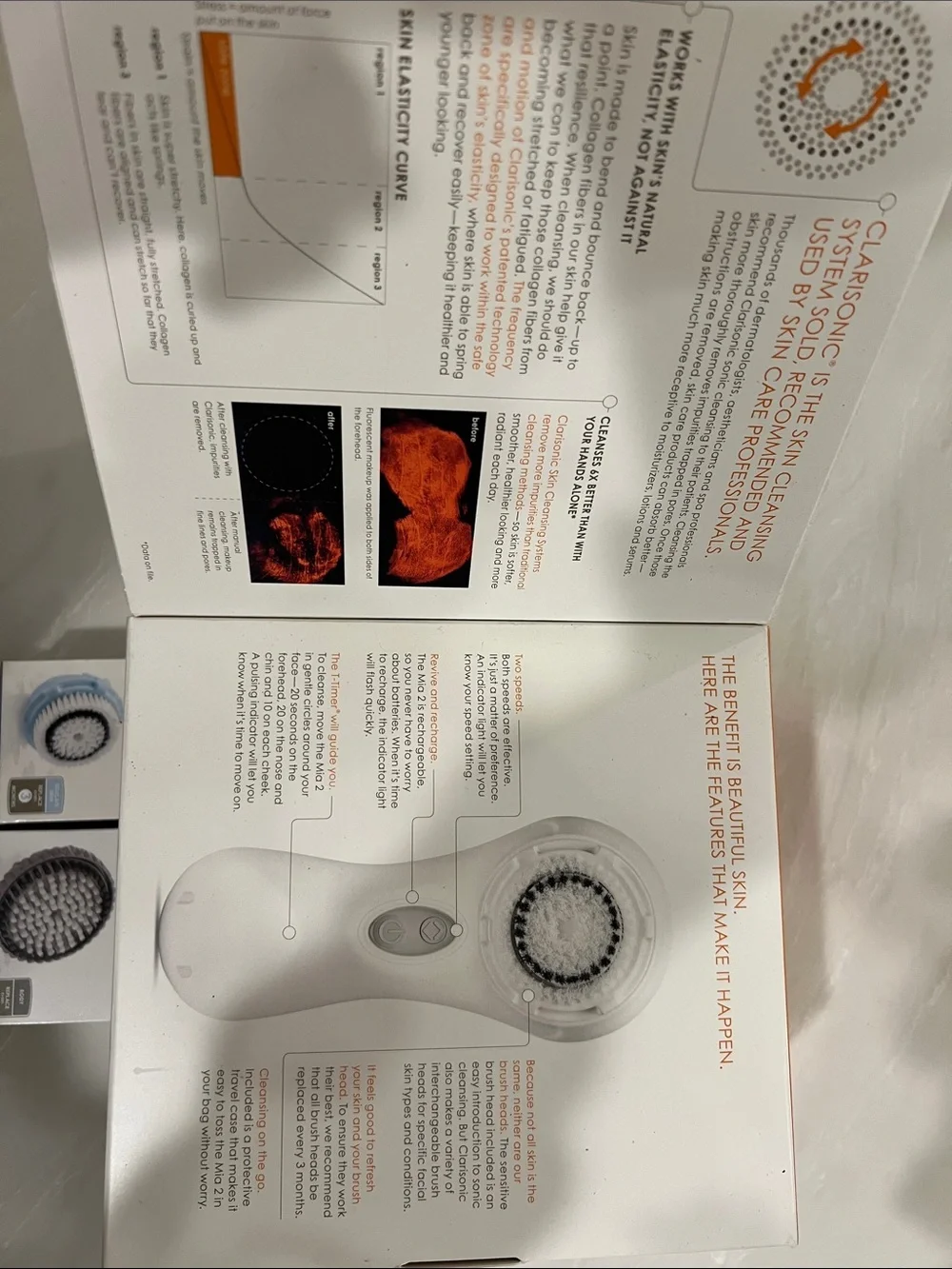 NEW Clarisonic Mia2 Facial Cleansing System with 4 extra Replacement Brush Heads